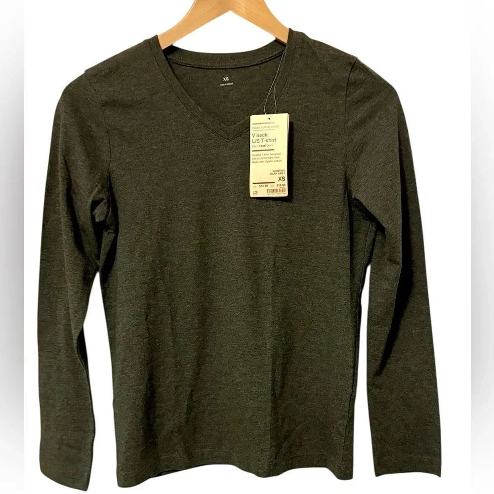 Uniqlo, V-Neck Long Sleeve T-Shirt New